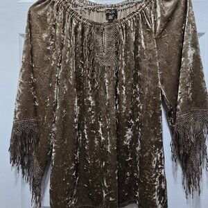 Melissa Paige Top Ladies Medium Velvet Crinkle Fairycore Whimsigoth BoHo Party